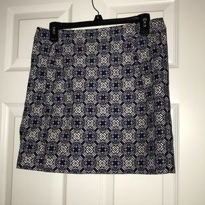 J.Crew Jacquard blue and white skirt